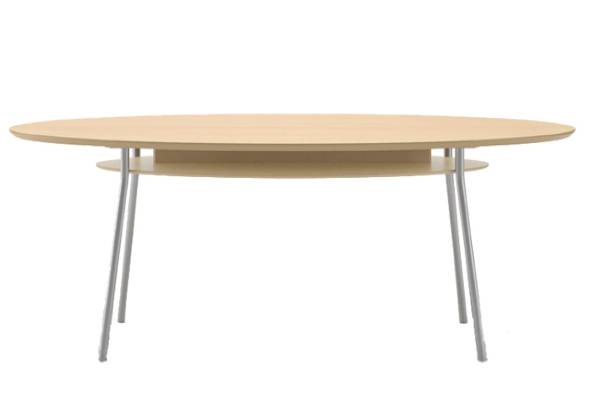 Crisp, contemporary styling with high pressure laminate table tops available in 6 finishes. Unique reverse bevel edge detail and powder coated steel legs for strength and durability.