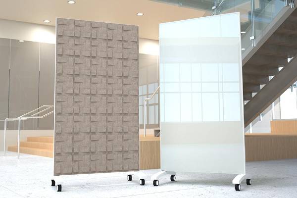go! Mobile™ isn’t just a double-sided glassboard anymore. Add acoustic sound absorption panels to the back of your go! Mobile, and silence the chaos of the modern office.