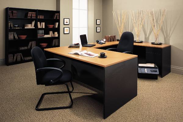 Halton's classic styling coordinates with any office decor and easily integrates with Global products. Worksurfaces feature 3mm PVC edging in matching wood grain or solid color on all sides. Bow top desks provide extra visitor leg room while increasing worksurface area. All desks, returns and credenzas offer 3/4 or full to floor pedestals. All pedestal drawer fronts are edged on all four sides for a smooth, clean finish. Choose from 20 solid, abstract and wood grain laminate finishes.