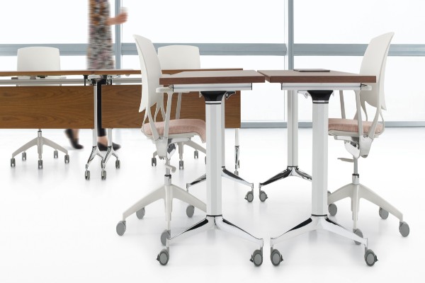 Terina™ is a multi-purpose table that allows you to quickly adapt your space to suit your needs. The simple flip-top mechanism is designed for single-handed operation. Tables nest in an upright position to minimize storage space.